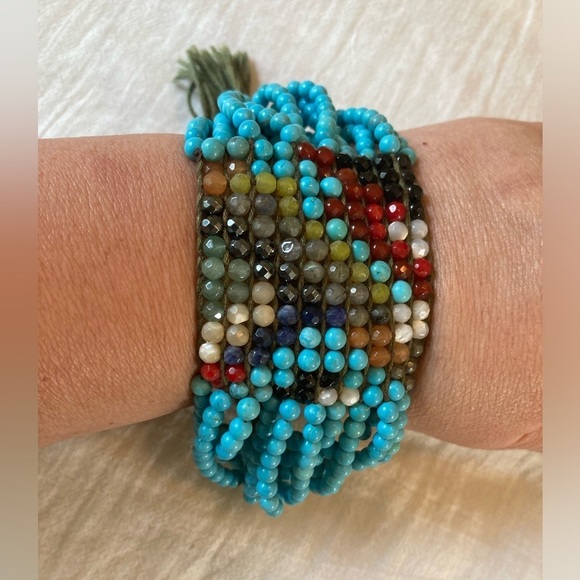 Chan Luu Jewelry - Chan Luu Sterling Silver 925 Turquoise Beads & Multi Colored Agate Bracelet‎